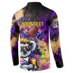 Personalised Australian Oztag Koala Mascot Button Sweatshirt Cool Koala Sunglasses Tie Dye Paint Splatter
