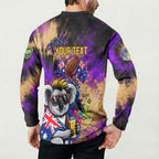 Personalised Australian Oztag Koala Mascot Button Sweatshirt Cool Koala Sunglasses Tie Dye Paint Splatter