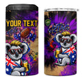 Personalised Australian Oztag Koala Mascot 4 in 1 Can Cooler Tumbler Cool Koala Sunglasses Tie Dye Paint Splatter