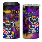 Personalised Australian Oztag Koala Mascot 4 in 1 Can Cooler Tumbler Cool Koala Sunglasses Tie Dye Paint Splatter