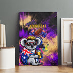 Personalised Australian Oztag Koala Mascot Canvas Wall Art Cool Koala Sunglasses Tie Dye Paint Splatter