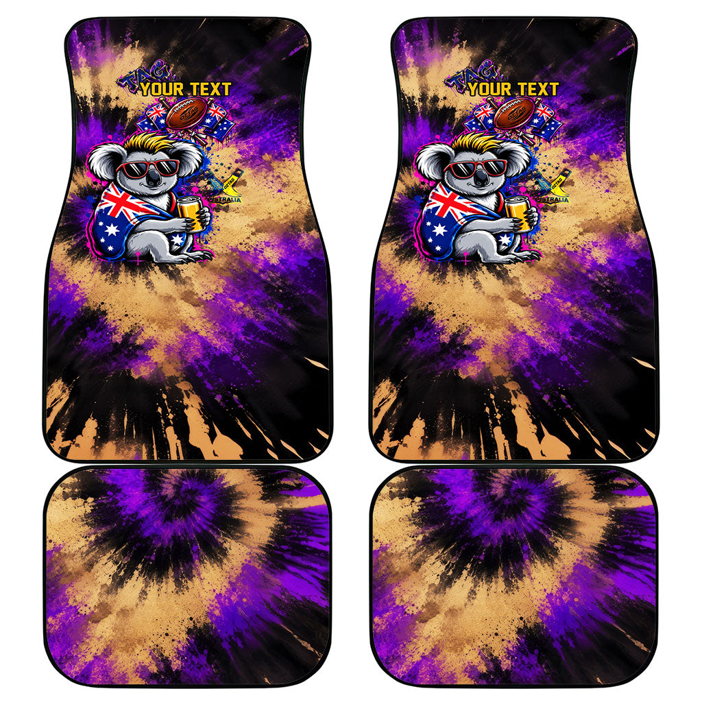 Personalised Australian Oztag Koala Mascot Car Mats Cool Koala Sunglasses Tie Dye Paint Splatter