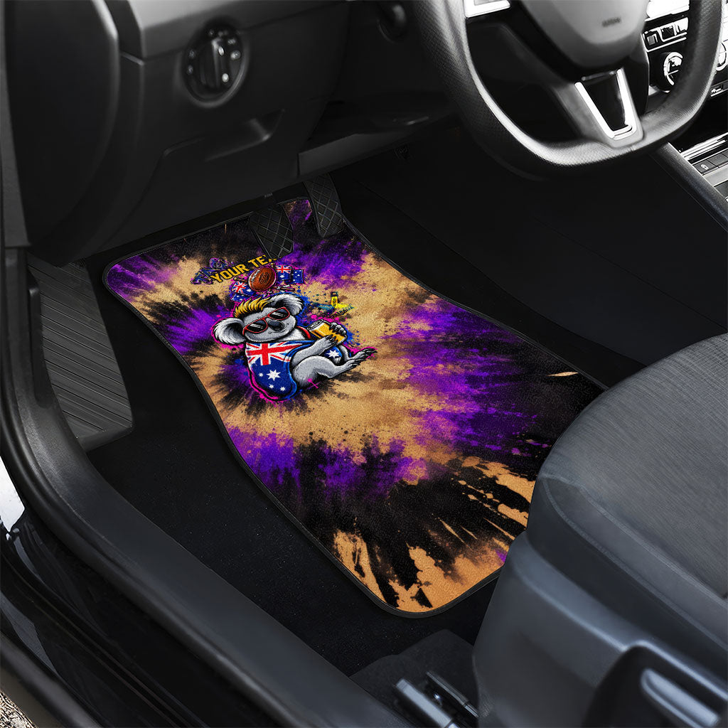 Personalised Australian Oztag Koala Mascot Car Mats Cool Koala Sunglasses Tie Dye Paint Splatter