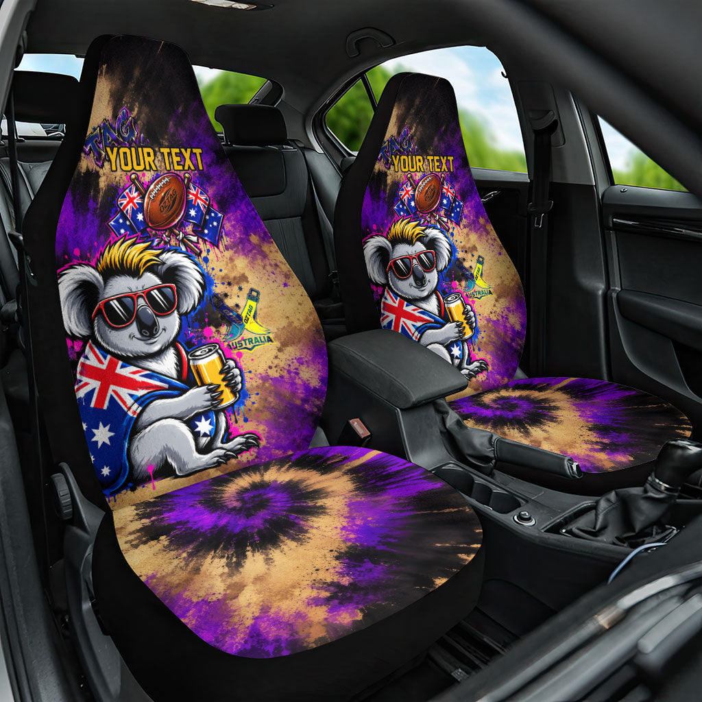 Personalised Australian Oztag Koala Mascot Car Seat Cover Cool Koala Sunglasses Tie Dye Paint Splatter