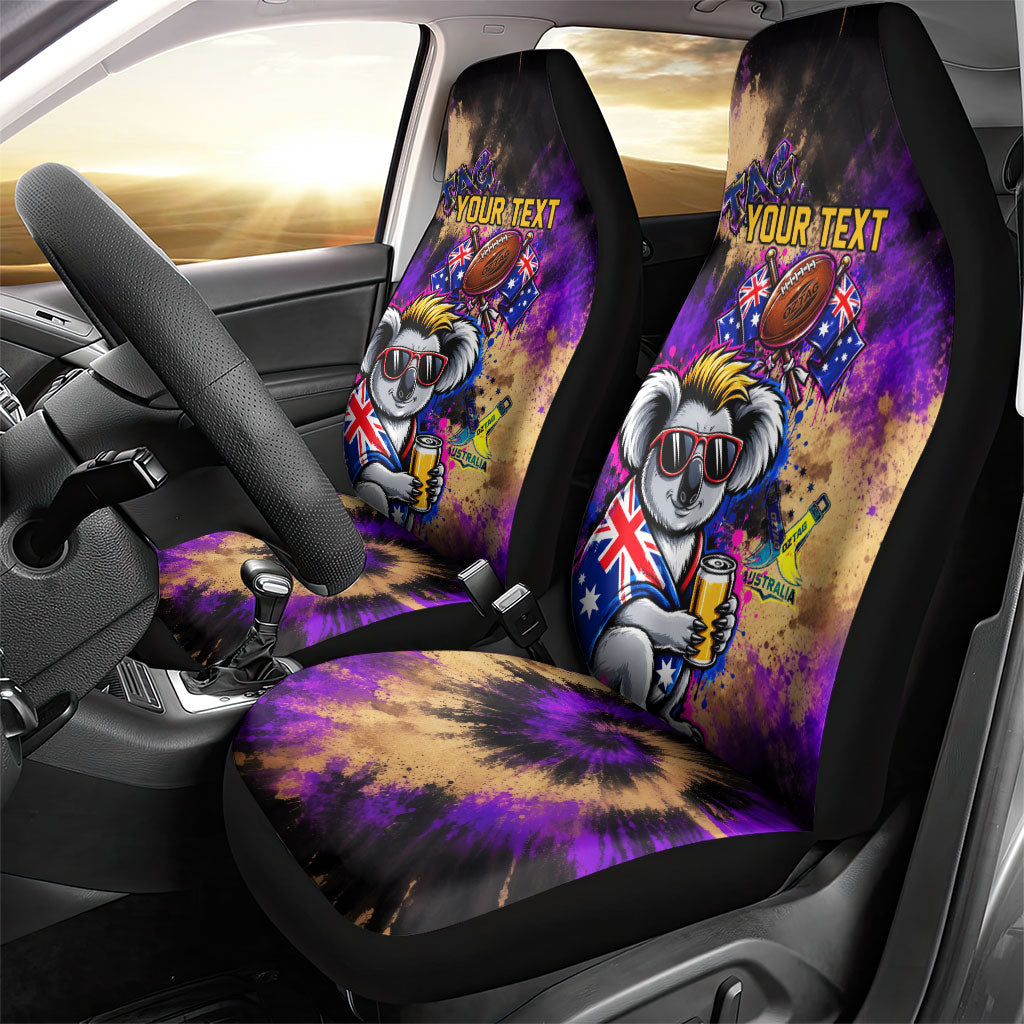 Personalised Australian Oztag Koala Mascot Car Seat Cover Cool Koala Sunglasses Tie Dye Paint Splatter