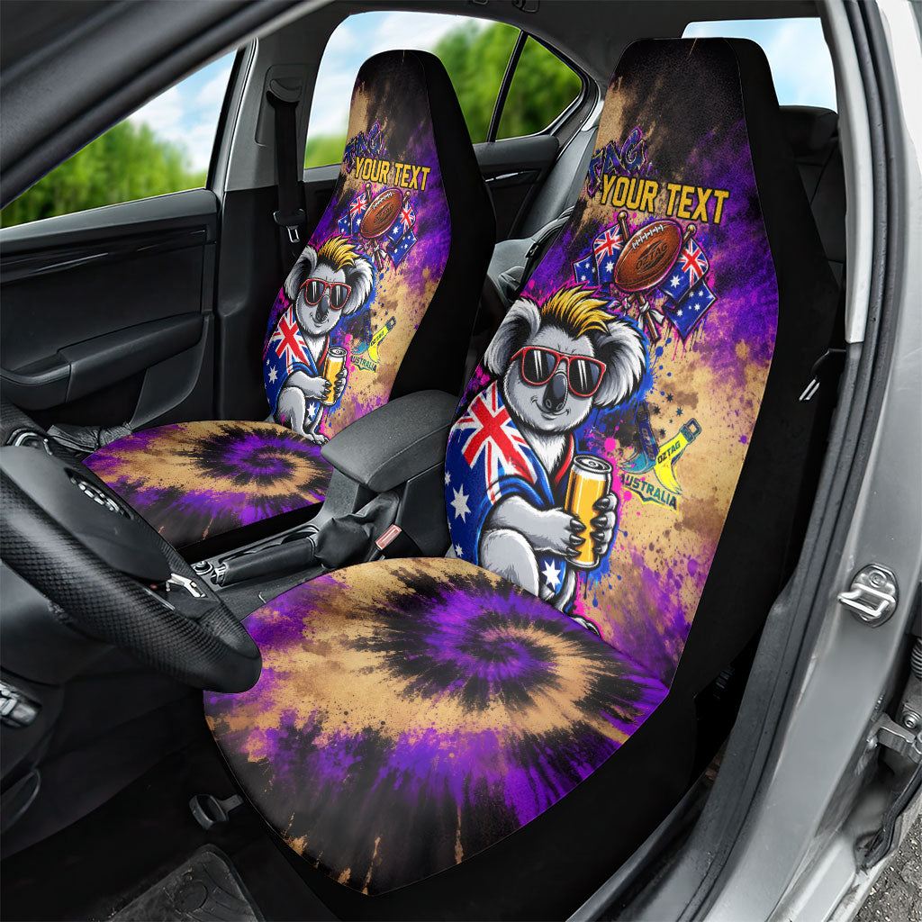 Personalised Australian Oztag Koala Mascot Car Seat Cover Cool Koala Sunglasses Tie Dye Paint Splatter