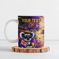 Personalised Australian Oztag Koala Mascot Ceramic Mug Cool Koala Sunglasses Tie Dye Paint Splatter