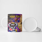 Personalised Australian Oztag Koala Mascot Ceramic Mug Cool Koala Sunglasses Tie Dye Paint Splatter
