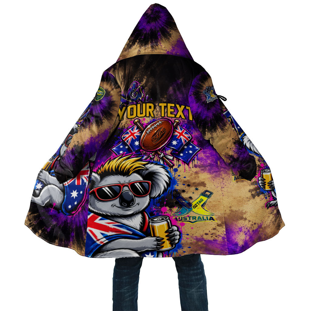 Personalised Australian Oztag Koala Mascot Cloak Cool Koala Sunglasses Tie Dye Paint Splatter