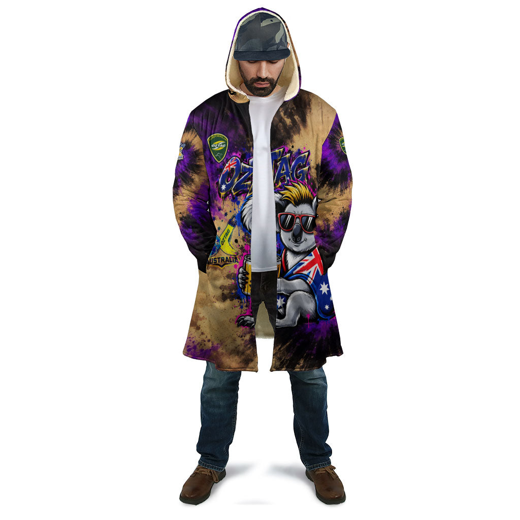 Personalised Australian Oztag Koala Mascot Cloak Cool Koala Sunglasses Tie Dye Paint Splatter