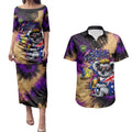 Personalised Australian Oztag Koala Mascot Couples Matching Puletasi and Hawaiian Shirt Cool Koala Sunglasses Tie Dye Paint Splatter