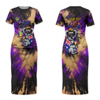 Personalised Australian Oztag Koala Mascot Couples Matching Short Sleeve Bodycon Dress and Long Sleeve Button Shirt Cool Koala Sunglasses Tie Dye Paint Splatter