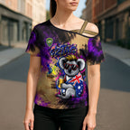 Personalised Australian Oztag Koala Mascot Cross Shoulder Shirt Cool Koala Sunglasses Tie Dye Paint Splatter