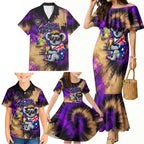 Personalised Australian Oztag Koala Mascot Family Matching Mermaid Dress and Hawaiian Shirt Cool Koala Sunglasses Tie Dye Paint Splatter