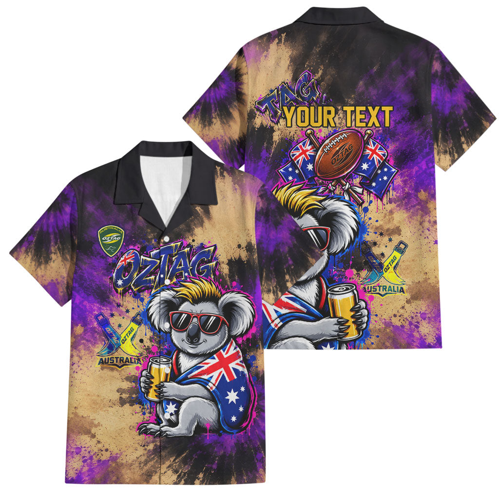 Personalised Australian Oztag Koala Mascot Family Matching Mermaid Dress and Hawaiian Shirt Cool Koala Sunglasses Tie Dye Paint Splatter