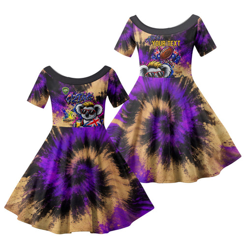 Personalised Australian Oztag Koala Mascot Family Matching Mermaid Dress and Hawaiian Shirt Cool Koala Sunglasses Tie Dye Paint Splatter