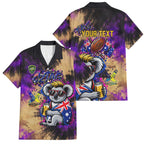 Personalised Australian Oztag Koala Mascot Family Matching Off Shoulder Maxi Dress and Hawaiian Shirt Cool Koala Sunglasses Tie Dye Paint Splatter