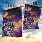 Personalised Australian Oztag Koala Mascot Garden Flag Cool Koala Sunglasses Tie Dye Paint Splatter