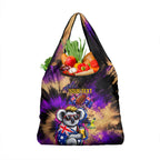Personalised Australian Oztag Koala Mascot Grocery Bag Cool Koala Sunglasses Tie Dye Paint Splatter