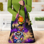 Personalised Australian Oztag Koala Mascot Grocery Bag Cool Koala Sunglasses Tie Dye Paint Splatter