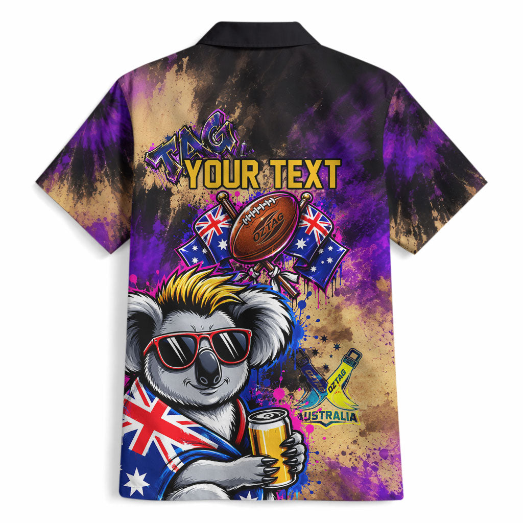 Personalised Australian Oztag Koala Mascot Hawaiian Shirt Cool Koala Sunglasses Tie Dye Paint Splatter