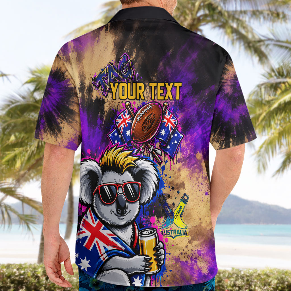 Personalised Australian Oztag Koala Mascot Hawaiian Shirt Cool Koala Sunglasses Tie Dye Paint Splatter