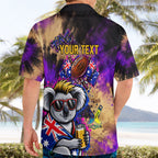 Personalised Australian Oztag Koala Mascot Hawaiian Shirt Cool Koala Sunglasses Tie Dye Paint Splatter