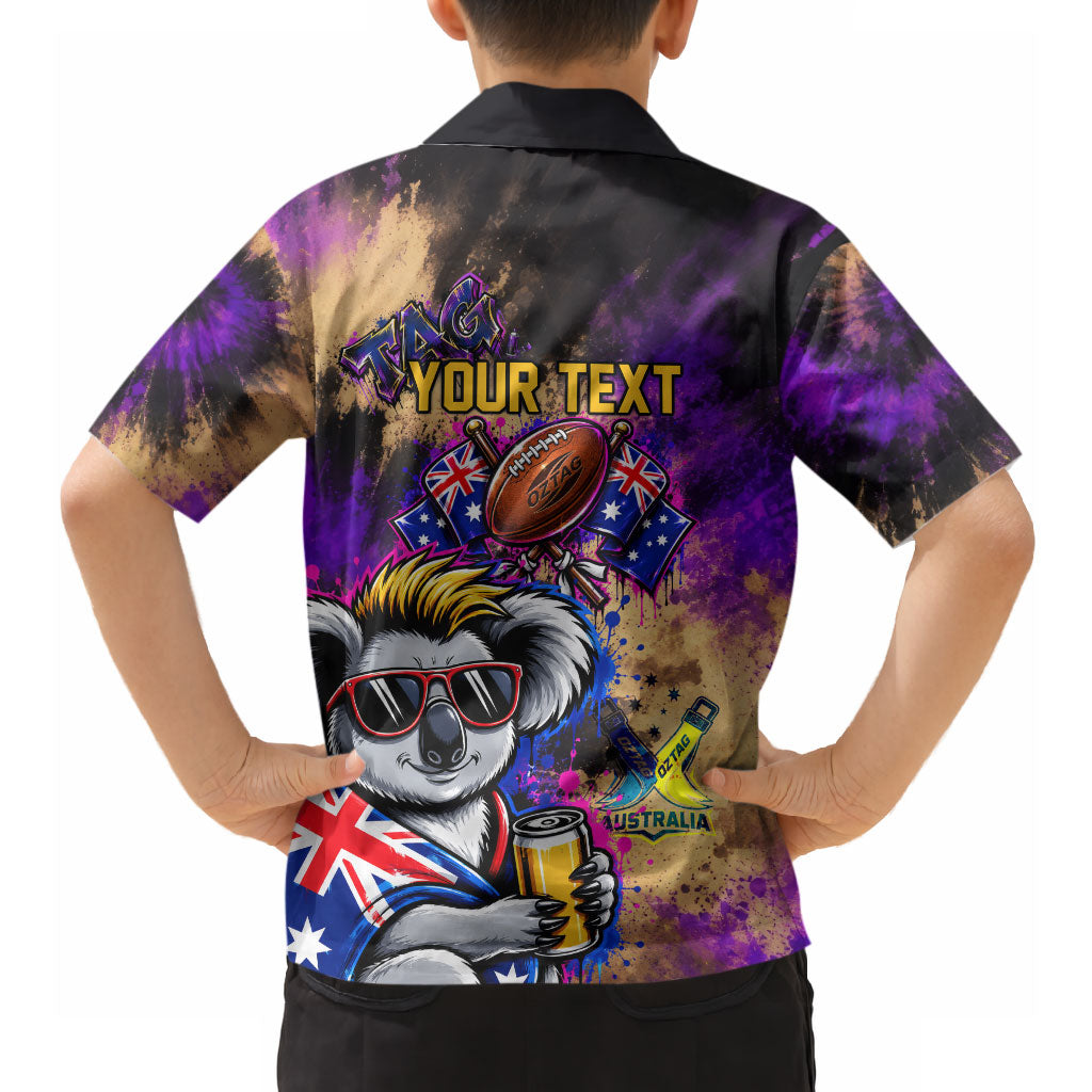 Personalised Australian Oztag Koala Mascot Hawaiian Shirt Cool Koala Sunglasses Tie Dye Paint Splatter