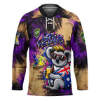 Personalised Australian Oztag Koala Mascot Hockey Jersey Cool Koala Sunglasses Tie Dye Paint Splatter