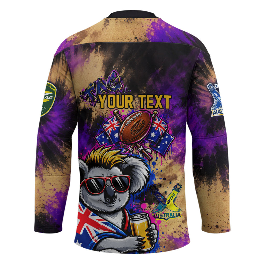Personalised Australian Oztag Koala Mascot Hockey Jersey Cool Koala Sunglasses Tie Dye Paint Splatter