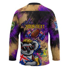 Personalised Australian Oztag Koala Mascot Hockey Jersey Cool Koala Sunglasses Tie Dye Paint Splatter