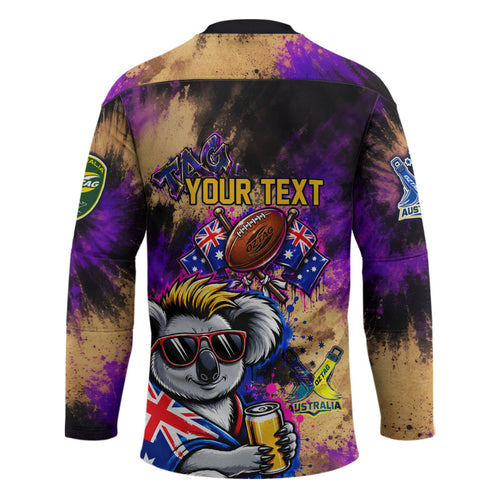Personalised Australian Oztag Koala Mascot Hockey Jersey Cool Koala Sunglasses Tie Dye Paint Splatter