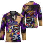 Personalised Australian Oztag Koala Mascot Hockey Jersey Cool Koala Sunglasses Tie Dye Paint Splatter