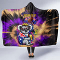 Personalised Australian Oztag Koala Mascot Hooded Blanket Cool Koala Sunglasses Tie Dye Paint Splatter