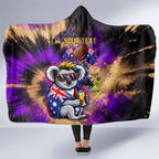 Personalised Australian Oztag Koala Mascot Hooded Blanket Cool Koala Sunglasses Tie Dye Paint Splatter