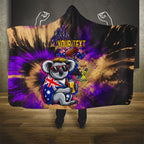Personalised Australian Oztag Koala Mascot Hooded Blanket Cool Koala Sunglasses Tie Dye Paint Splatter