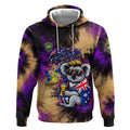 Personalised Australian Oztag Koala Mascot Hoodie Cool Koala Sunglasses Tie Dye Paint Splatter