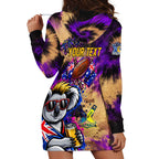 Personalised Australian Oztag Koala Mascot Hoodie Dress Cool Koala Sunglasses Tie Dye Paint Splatter