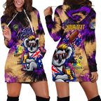 Personalised Australian Oztag Koala Mascot Hoodie Dress Cool Koala Sunglasses Tie Dye Paint Splatter