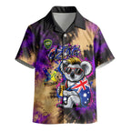 Personalised Australian Oztag Koala Mascot Kid Hawaiian Shirt Cool Koala Sunglasses Tie Dye Paint Splatter