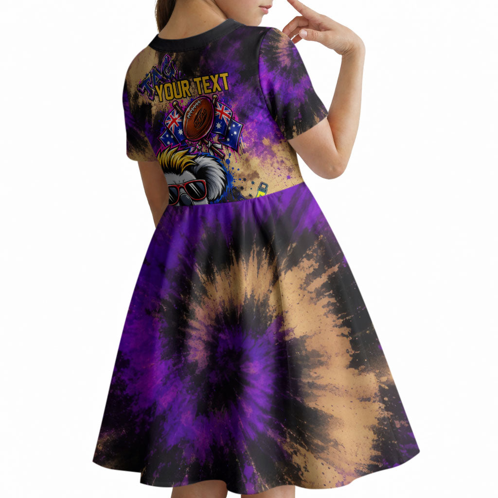 Personalised Australian Oztag Koala Mascot Kid Short Sleeve Dress Cool Koala Sunglasses Tie Dye Paint Splatter