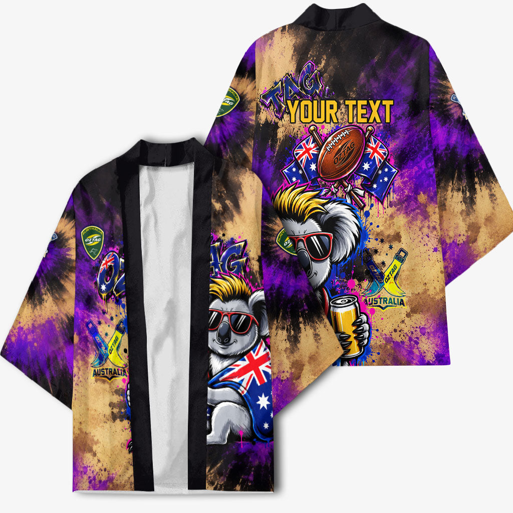 Personalised Australian Oztag Koala Mascot Kimono Cool Koala Sunglasses Tie Dye Paint Splatter