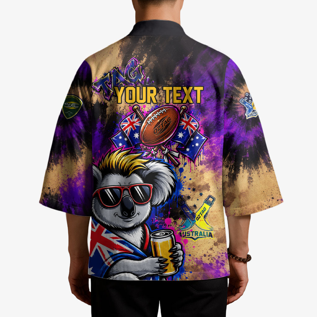 Personalised Australian Oztag Koala Mascot Kimono Cool Koala Sunglasses Tie Dye Paint Splatter