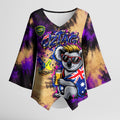 Personalised Australian Oztag Koala Mascot Kimono Sleeve Blouse Cool Koala Sunglasses Tie Dye Paint Splatter