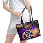 Personalised Australian Oztag Koala Mascot Leather Tote Bag Cool Koala Sunglasses Tie Dye Paint Splatter
