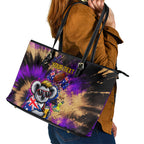Personalised Australian Oztag Koala Mascot Leather Tote Bag Cool Koala Sunglasses Tie Dye Paint Splatter