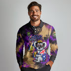 Personalised Australian Oztag Koala Mascot Long Sleeve Polo Shirt Cool Koala Sunglasses Tie Dye Paint Splatter