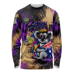 Personalised Australian Oztag Koala Mascot Long Sleeve Shirt Cool Koala Sunglasses Tie Dye Paint Splatter