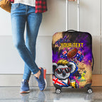 Personalised Australian Oztag Koala Mascot Luggage Cover Cool Koala Sunglasses Tie Dye Paint Splatter