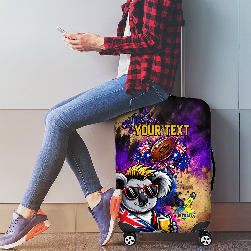 Personalised Australian Oztag Koala Mascot Luggage Cover Cool Koala Sunglasses Tie Dye Paint Splatter